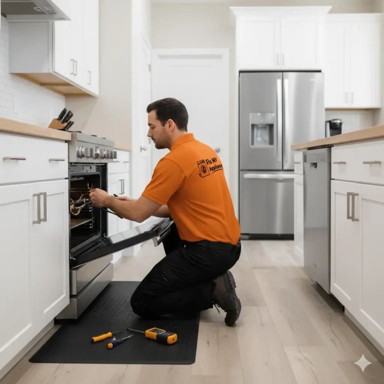 Technician repairing microwave oven at home in Dubai – Fix My Appliance