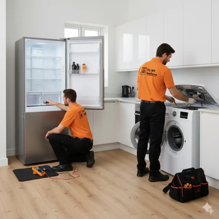 Technician repairing fridge at home in Dubai – Fix My Appliance